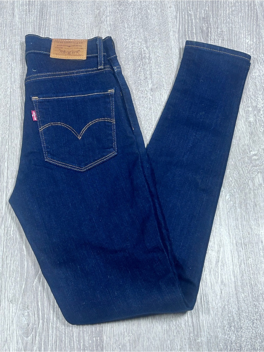 Levi's Premium 721 High Rise Skinny Jeans Size 24 Dark Wash Big E 2016 Indigo
